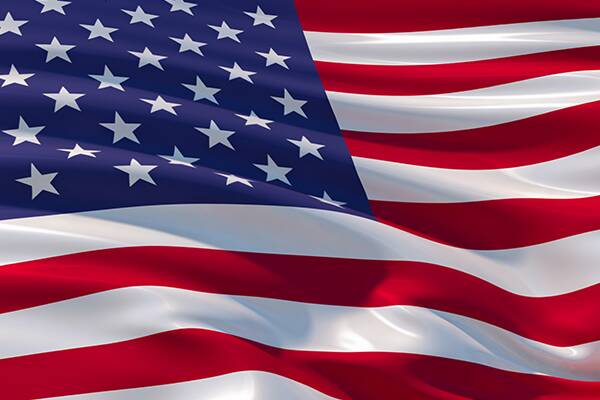 American flag waving