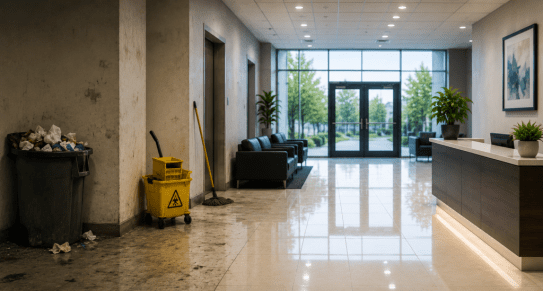 Before and after lobby transformation