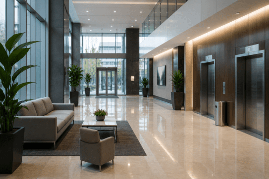 Modern corporate lobby with clean design