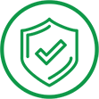 icon of shield with a checkmark symbolizing the reduce of risk