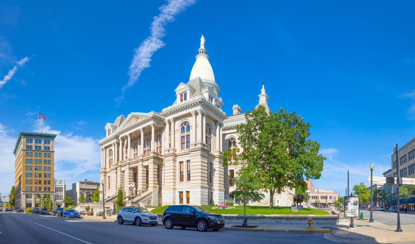 Lafayette, Indiana, USA - August 23, 2021: The Tippecanoe County Courthouse