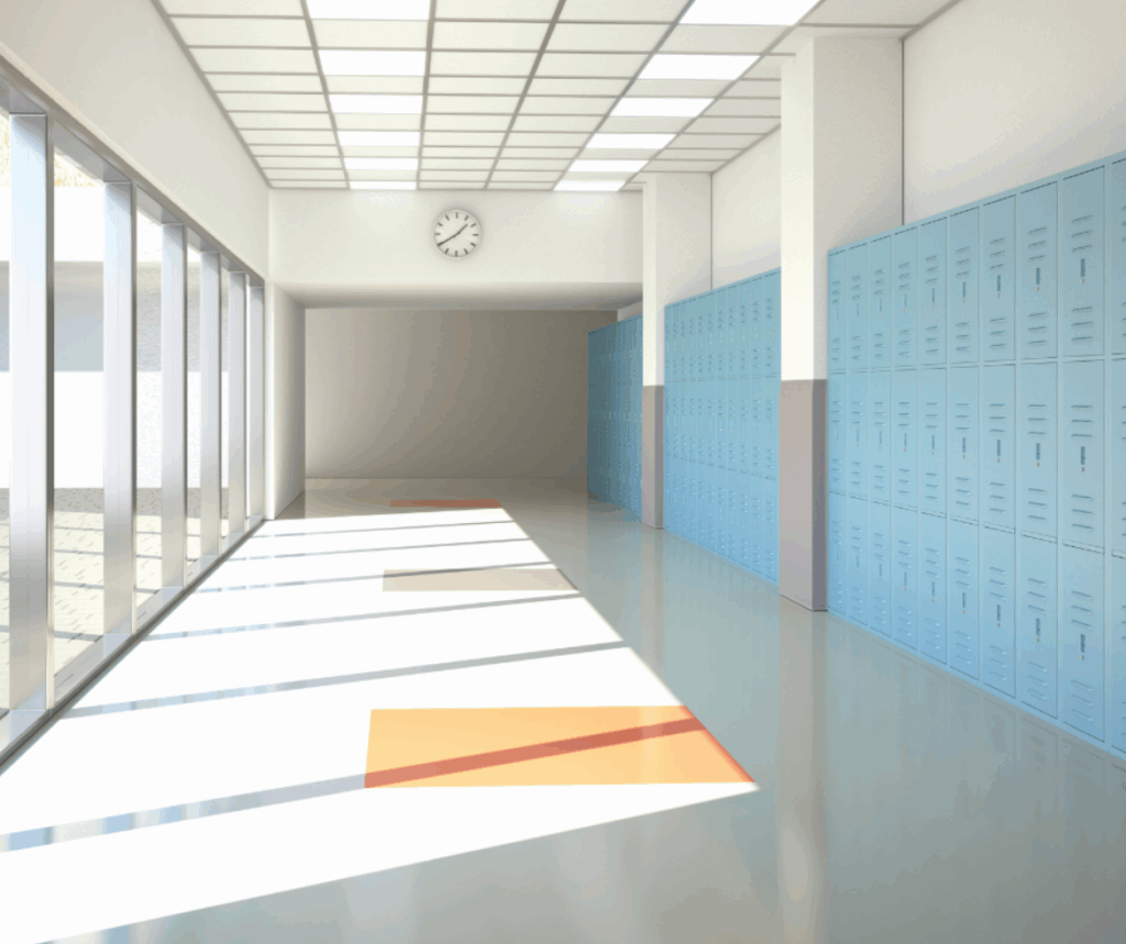 clean school hallway