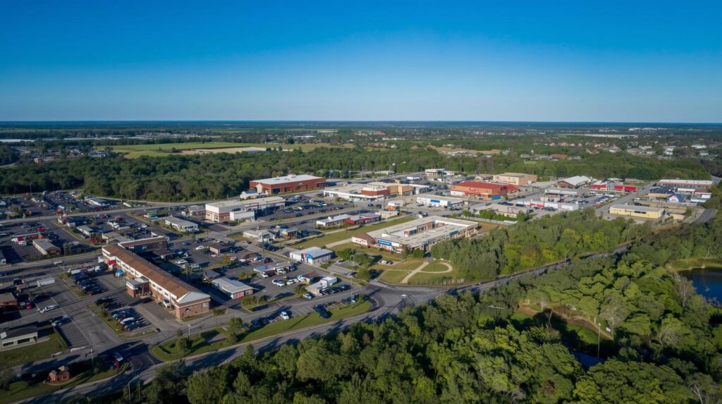 an image of modern-day commercial McDavid, Florida is a small community in Escambia County located north of Pensacola and supports local businesses, service providers, and small commercial operations