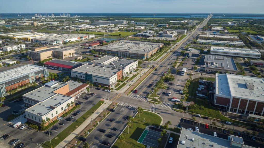 an image of modern-day street-view Ruskin is a growing South Hillsborough County community located along the eastern shoreline of Tampa Bay south of Tampa