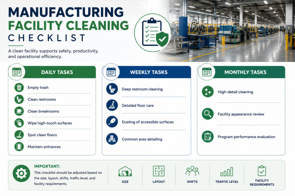 Manufacturing facility cleaning checklist